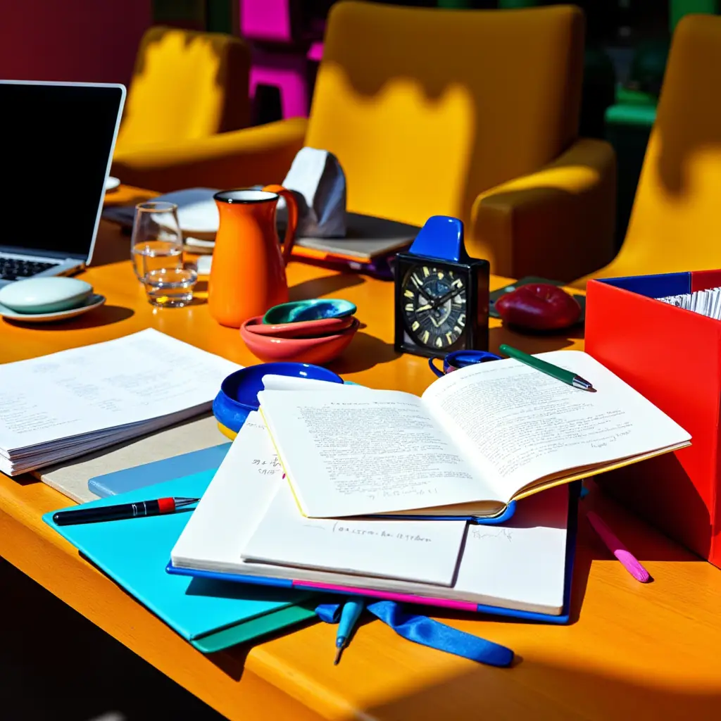 freepik a wooden desk cluttered with open notebooks handwr 65499